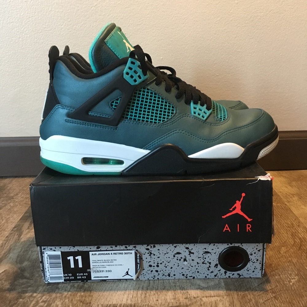 Nike Air Jordan 4 30th Anniversary Teal Mens sz 11